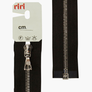 Молния металл, Ni, разъёмная 1 замок, на атласной тесьме, 4 мм, 70 см, цвет 2110, черный. Арт 3102628/70/2110         