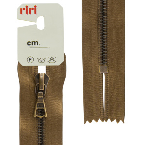 Молния металл, AM, неразъёмная, на атласной тесьме, 4 мм, 18 см, цвет 2223, светло-коричневый. Арт 3418216/18/2223         