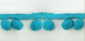 Тесьма с помпонами MATSA цвет бирюзовый. Арт 96923/7107
