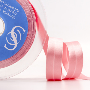 Косая бейка атласная 20 мм, 25 м, цвет 52, цвет дымчатой розы. Арт 6260-20мм-52            