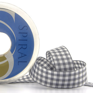 Лента с рисунком клетка SAFISA, 25 мм, 25 м, цвет 68, серый. Арт 469-25мм-68             