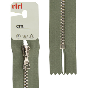 Молния металл, Ni, неразъёмная, на атласной тесьме, 4 мм, 16 см, цвет 5884, серо-зеленый. Арт 3412224/16/5884         