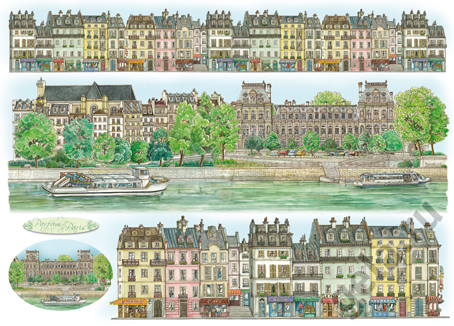 Бумага упаковочная "Город", рисовая. 48 х 33 см. Арт DFS151                  