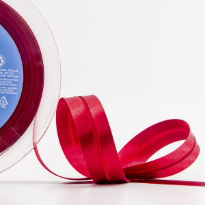 Косая бейка атласная 20 мм, 25 м, цвет 84, вишневый. Арт 6260-20мм-84            