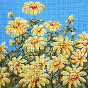Канва жесткая с рисунком "Ромашки на голубом". Арт 46.376                  