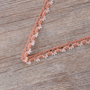 Мерсеризованное хлопковое кружево, 10 мм, цвет пыльно-розовый с белым. Арт 3480/H3                 