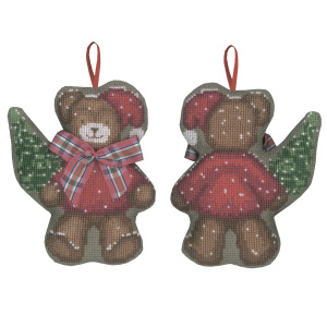 Набор для вышивания елочной игрушки "OURS NOEUD ECOSSAIS" (Мишка с елью). Арт 2632