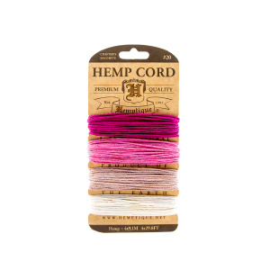 Шнуры на блистере HEMPTIQUE #20 - 1 мм, 4 цвета по 9,1 м. Арт HC20SOR                 
