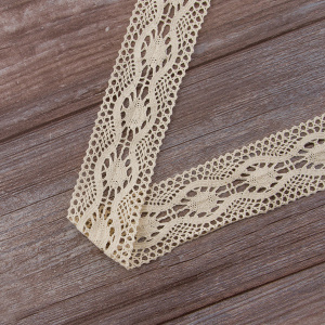 Мерсеризованное хлопковое кружево, 55 мм, цвет экрю. Арт 2233/58