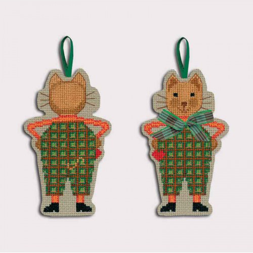 Набор для вышивания:"Cat with green tartan bow-tie" (Кот в зеленом клетчатом галстуке-бабочке). Арт 2638