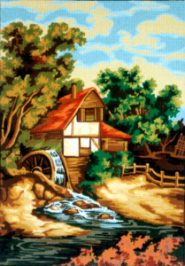 Канва жесткая с рисунком "Вид на мельницу". Арт 14.796                  
