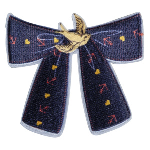 Термоаппликация "Синий бант с ласточкой". Арт 39417