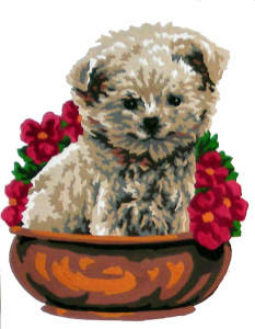 Канва жесткая с рисунком "Щенок в кашпо". Арт 43.204                  