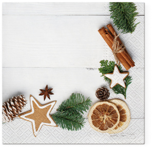 Салфетки трехслойные для декупажа, коллекция "Lunch"  TETЕ a TETE "Натуральная рождественская рамка". Арт TL833000