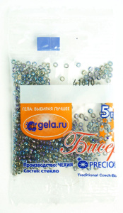 Бисер Preciosa №10, 5 г., цвет №41010 серый радужный прозрачный. Арт G 41010