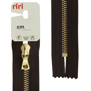 Молния металл, Gold, неразъёмная, на атласной тесьме, 6 мм, 18 см, цвет 2226, темный шоколад. Арт 3653226/18/2226         