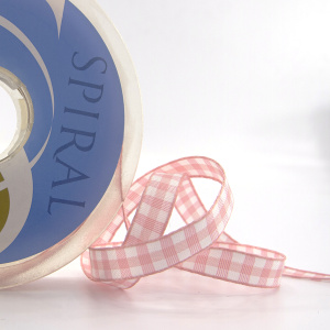 Лента с рисунком клетка SAFISA, 11 мм, 25 м, цвет 05, розовый. Арт 469-11мм-05             
