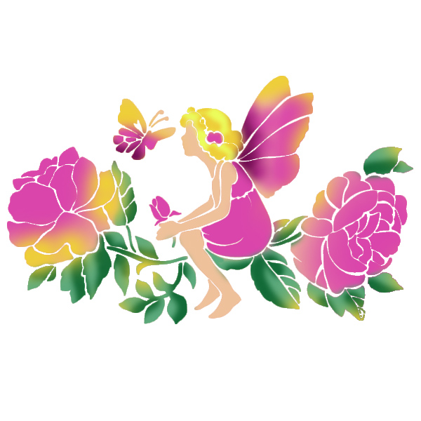 Трафарет "Фея с бабочками". Арт KSG350