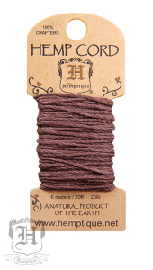 Шнур HEMPTIQUE на мини-блистере #20 - 1 мм, 6 м. Арт HMC20LTBR