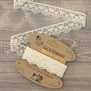 Кружево-вышивка на тюле, 28 мм, цвет бежевый, 100% полиэстер, 3,5 м. Арт T-1910.371