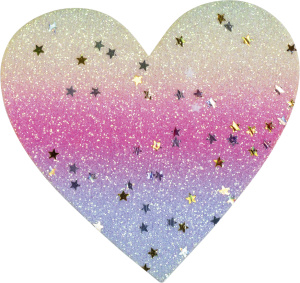Термоаппликация "Cердце с разноцветными блёстками большое". Арт 42993