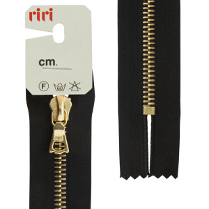 Молния металл, Gold, неразъёмная, на атласной тесьме, 6 мм, 16 см, цвет 2110, черный. Арт 3653226/16/2110         