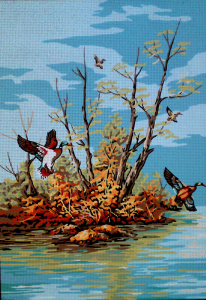 Канва жесткая с рисунком "Утиная охота". Арт 14.842                  
