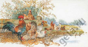 Набор для вышивания "Куры", канва лён 32 ct. Арт 2038                    