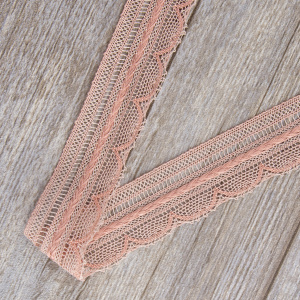 Мерсеризованное хлопковое кружево, 33 мм, цвет пыльно-розовый. Арт 2177/W4