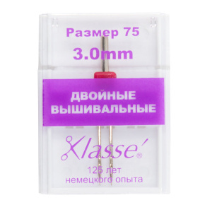 Иглы для бытовых швейных машин для вышивания двойные  №75/11- 3 мм. Арт A6158/3.0               