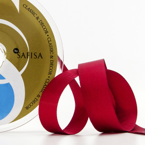 Лента репсовая SAFISA, 25 мм, 25 м, цвет 84 вишневый. Арт 350-25мм-84