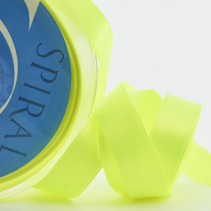 Лента атласная двусторонняя SAFISA, 25 мм, 25 м, цвет 201, неоновый желтый. Арт 110-25мм-201
