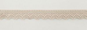 Мерсеризованное хлопковое кружево, 25 мм, цвет серо-бежевый. Арт 3207/27                 