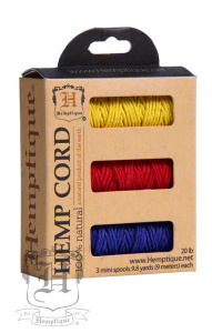 Шнуры в коробочке на катушках HEMPTIQUE #20 - 1 мм, 3 цвета по 9 м. Арт HC3B-RIO