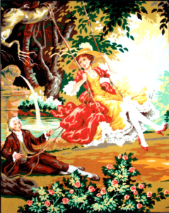 Канва жесткая с рисунком "На качелях". Арт C.855                   