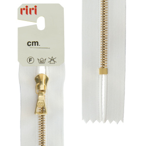 Молния металл, Gold, неразъёмная, на атласной тесьме, 4 мм, 18 см, цвет 2101, белый. Арт 3403223/18/2101         