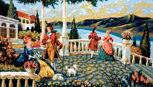 Канва жесткая с рисунком "На открытой веранде". Арт A.1010                  