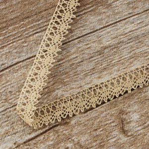 Мерсеризованное хлопковое кружево, 10 мм, цвет бежевый. Арт 3221/27
