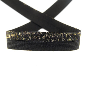 Резинка окантовочная  20 мм, цвет черный с золотистым люрексом. Арт 854229216DH702          