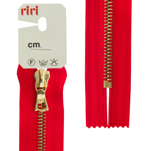 Молния металл, Gold, неразъёмная, на атласной тесьме, 6 мм, 18 см, цвет 9426, ярко-красный. Арт 3653226/18/9426         