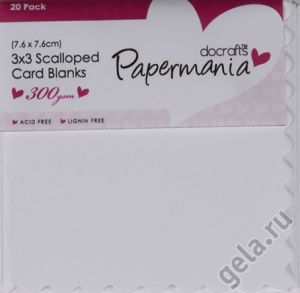 Набор заготовок для открыток с зубчатым краем, 20шт, белый. Арт PMA151004               