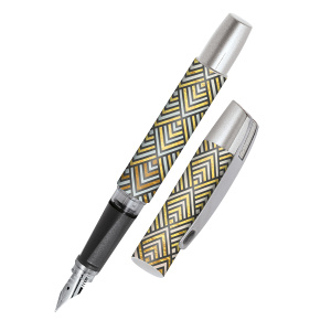 Ручка перьевая "Campus", с синим картриджем, размер пера M, 0.5 мм, принт "Золотые ромбы". Арт 61493/3D
