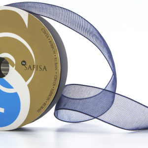 Лента органза SAFISA мини-рулон, 15 мм, 3,5 м, цвет 15, синий темный. Арт P00520-15мм-15          