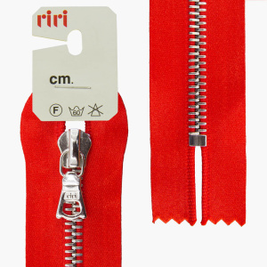 Молния металл, Ni, неразъёмная, на атласной тесьме, 6 мм, 18 см, цвет 9426, ярко-красный. Арт 3651221/18/9426         