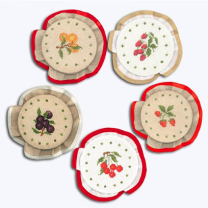 Набор для вышивания крышек для банок "DE CONFITURE" (Фрукты), 8 см. Арт 5048