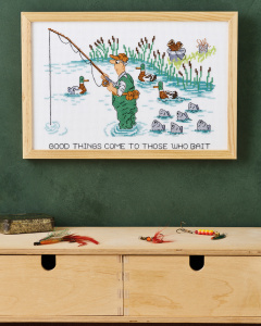 Набор для вышивания подушки "На рыбалке". Арт 92-4337