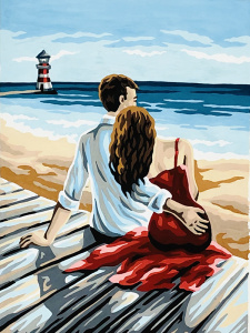 Канва жесткая с рисунком "У маяка". Арт 14.871