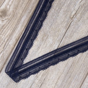 Мерсеризованное хлопковое кружево, 33 мм, цвет темно-синий. Арт 2177/9S