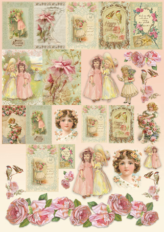 Карта для декупажа "Маленькие леди и розы". Арт DFG423