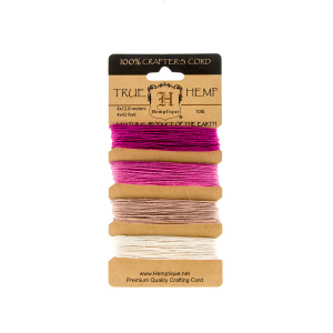 Шнуры на блистере HEMPTIQUE #10 - 0,5 мм, 4 цвета по 12,8 м. Арт HC10SOR                 